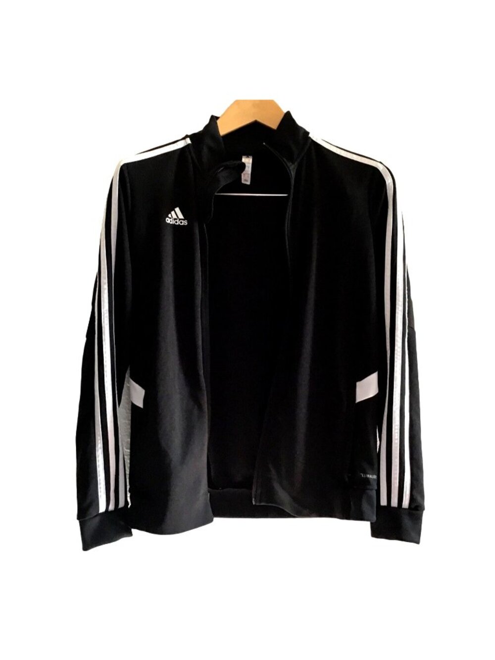 ADIDAS-WOMENS BLACK LIGHT WEIGHT TRACKSIDE POCKETS ZIP-UP JACKET SIZE SMALL